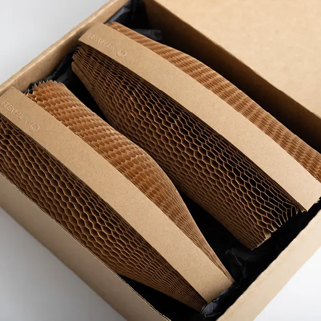 Flexi-Hex protective packaging sleeves made from 100% recycled paper