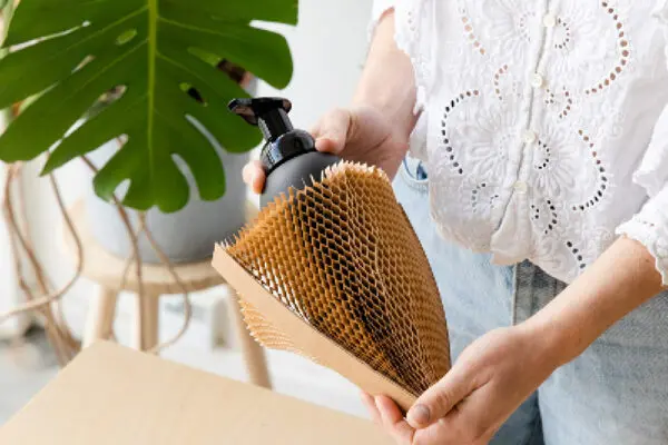 Protective paper packaging for a beauty and wellness bottle