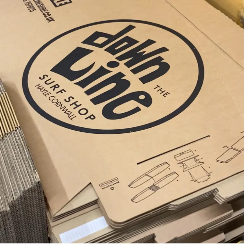 Flat packed surfboard box by Flexi-Hex stored ready to use