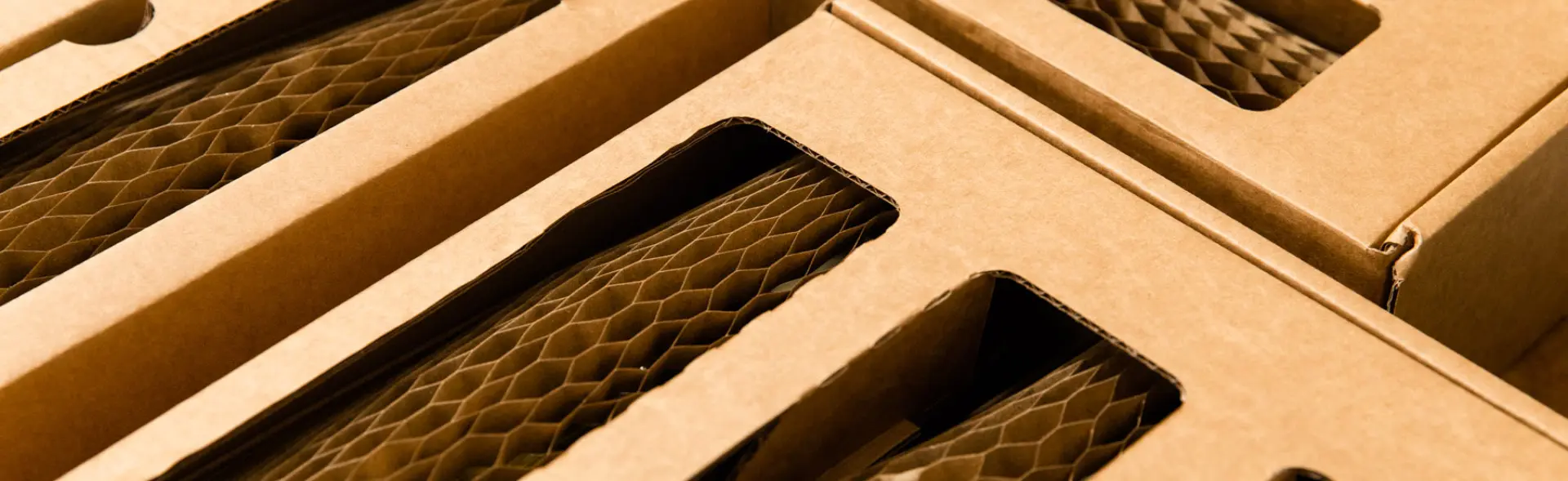 Flexi-Hex detailed photograph of a kraft Window Box and honeycomb protective sleeves