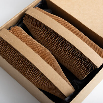 Flexi-Hex protective packaging sleeves made from 100% recycled paper