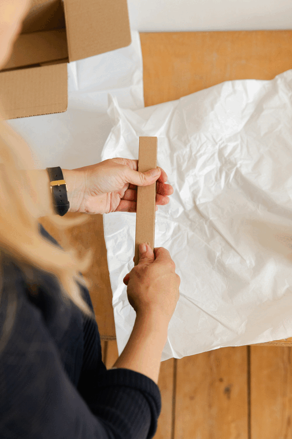 Flexi-Hex sleeve and tissue paper wrap plastic free wrapping solution for candles and homeware