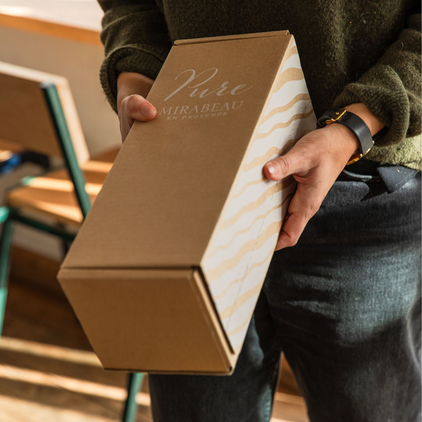 A person delivering Mirabeau Rose in a Flexi-Hex window box